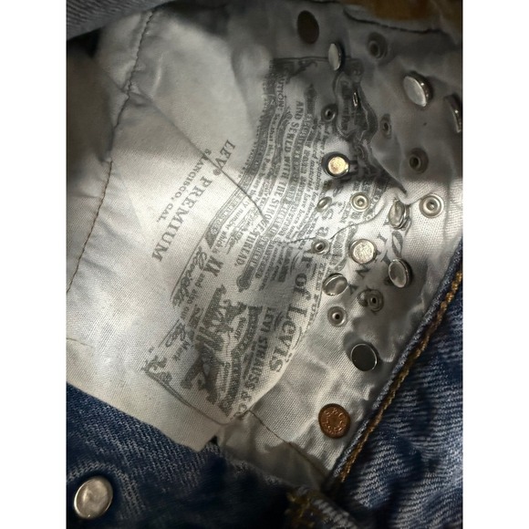 Levi 501 Straight Leg Rhinestone Grunge 25 Short 28 Inch Inseam Stars Light Wash - Picture 10 of 10